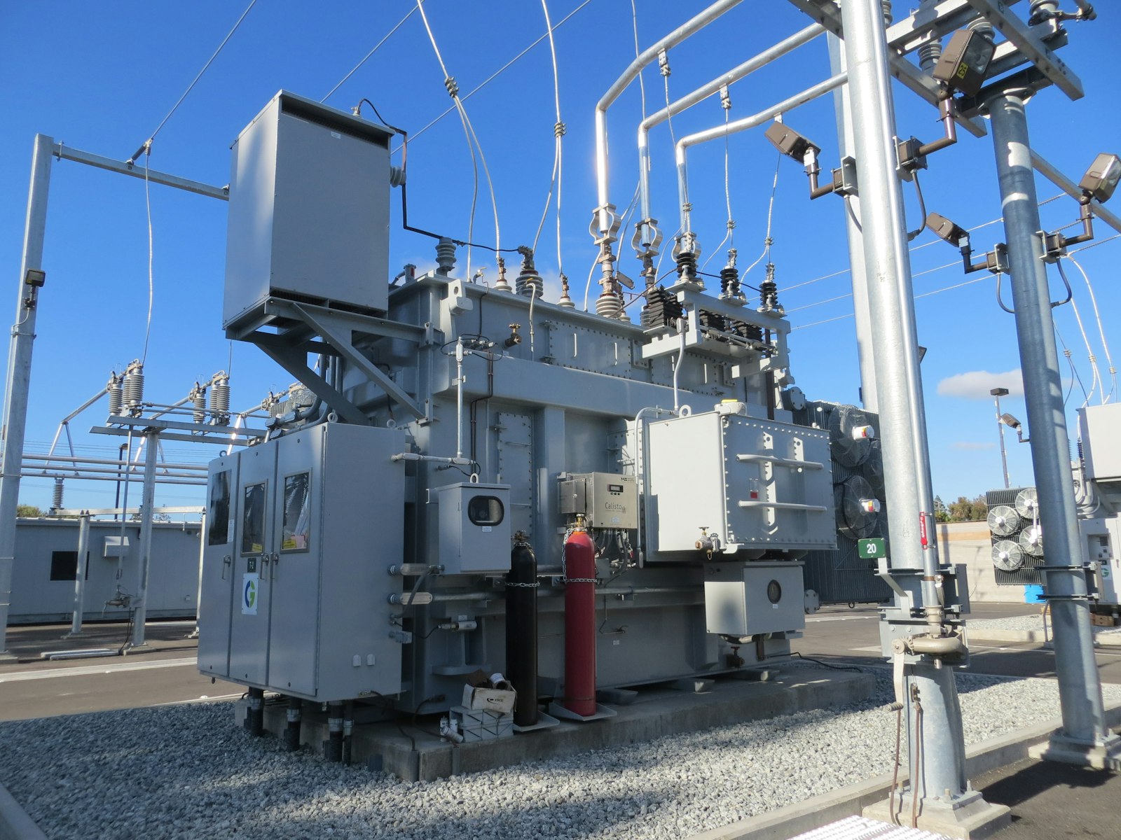 Large power transformer inside a utility substation